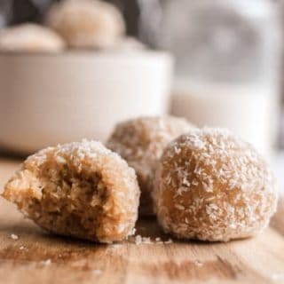 inside closeup of healthy peanut butter protein balls